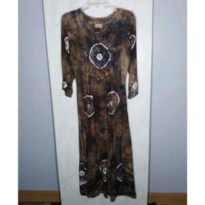 Vintage Magic Rayon Tie Dye Maxi Dress Free Size Heavy Embroidery Boho Hippie